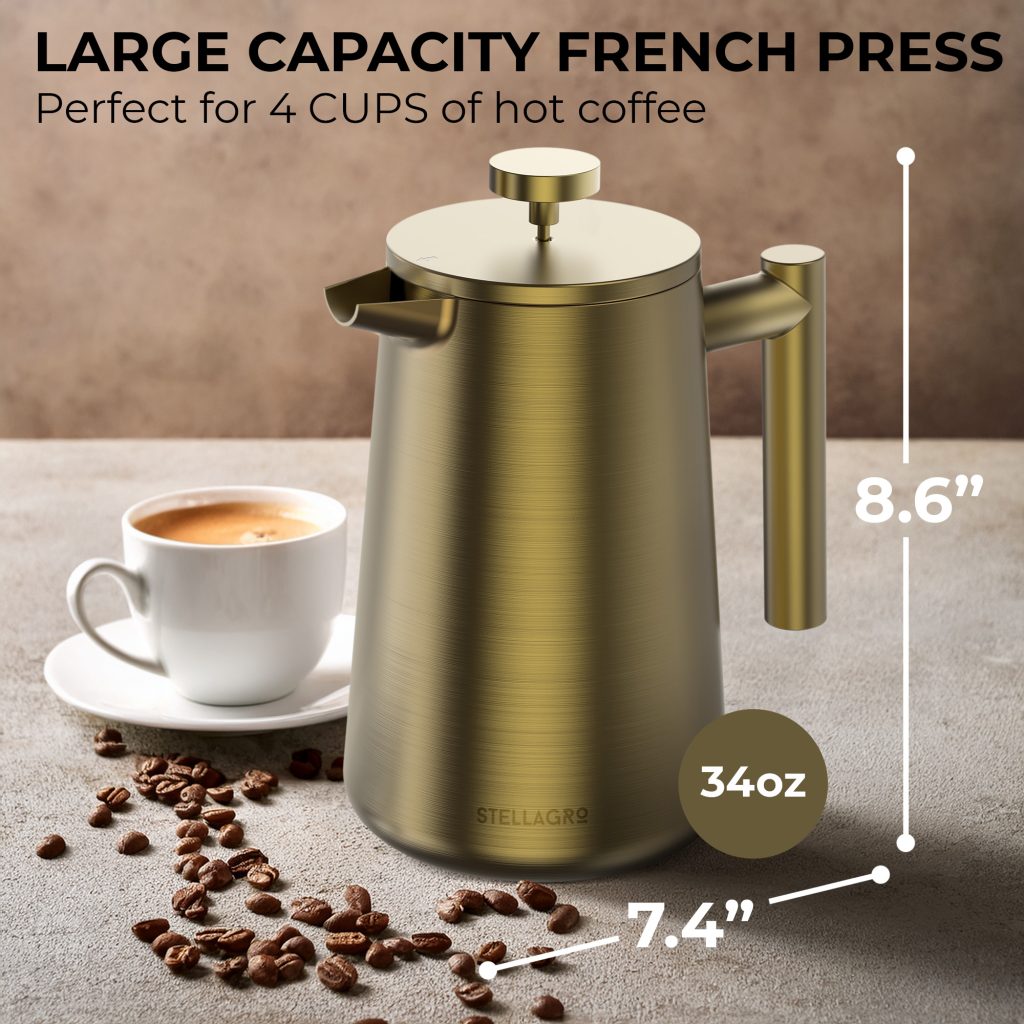 Gold French press coffee maker