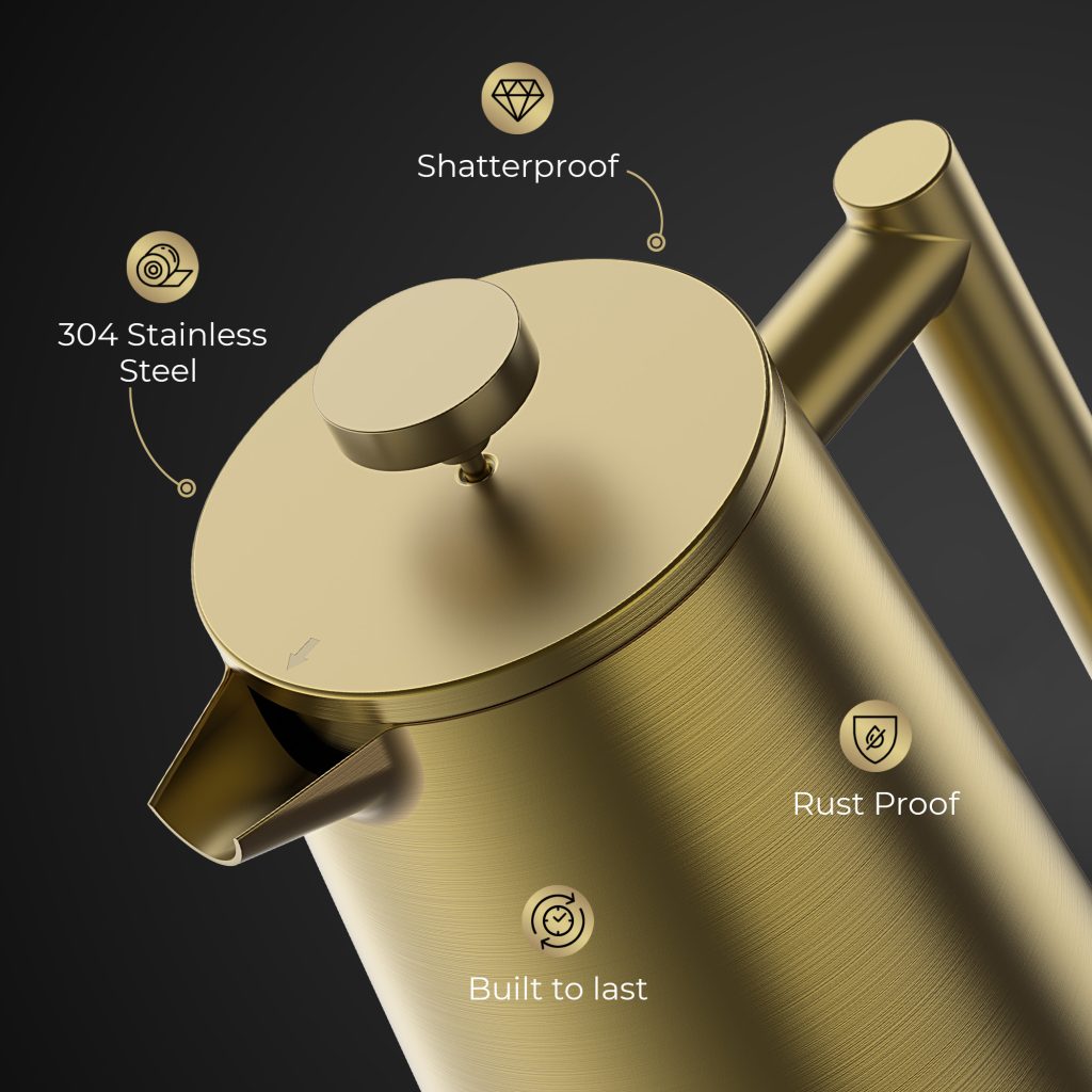 Gold French press coffee maker