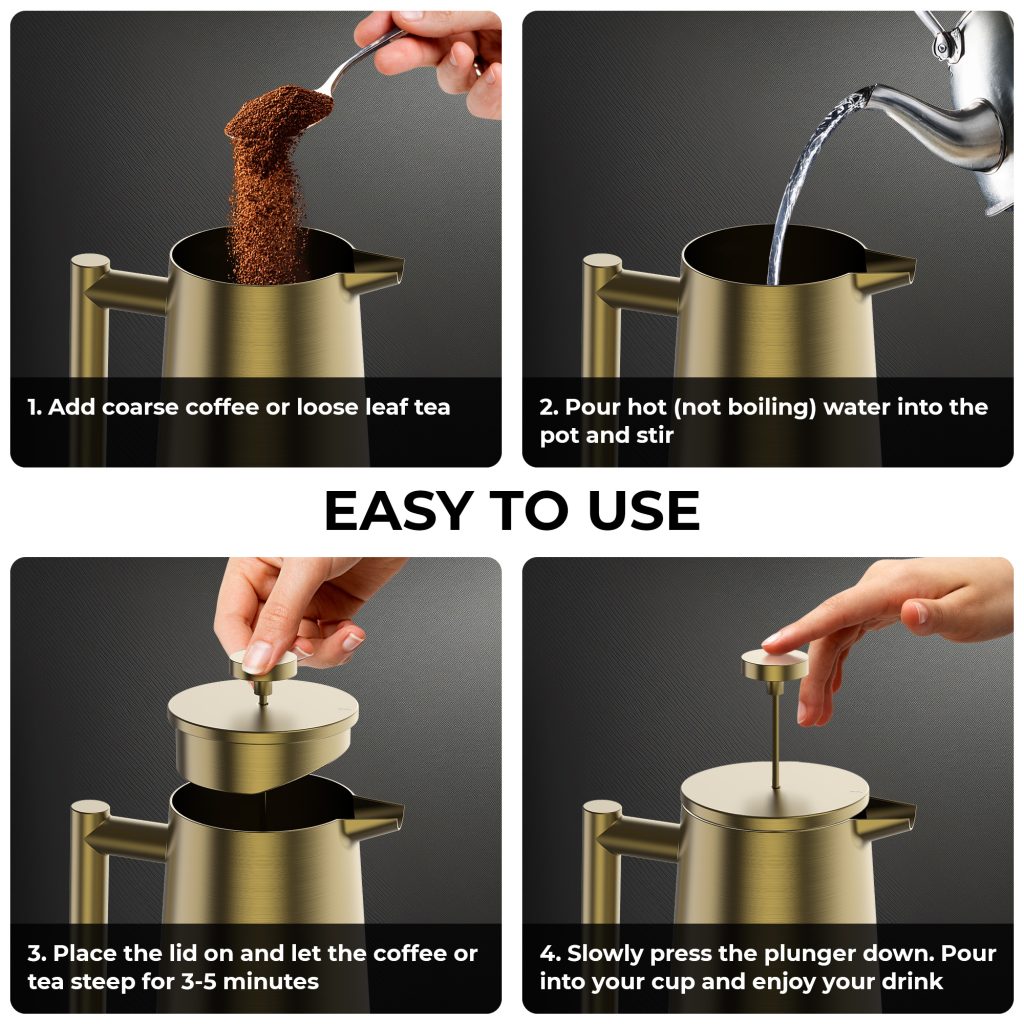 Gold French press coffee maker