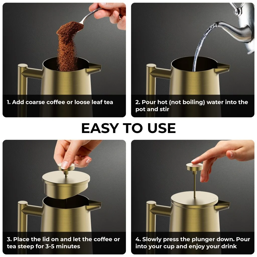 Gold French press coffee maker
