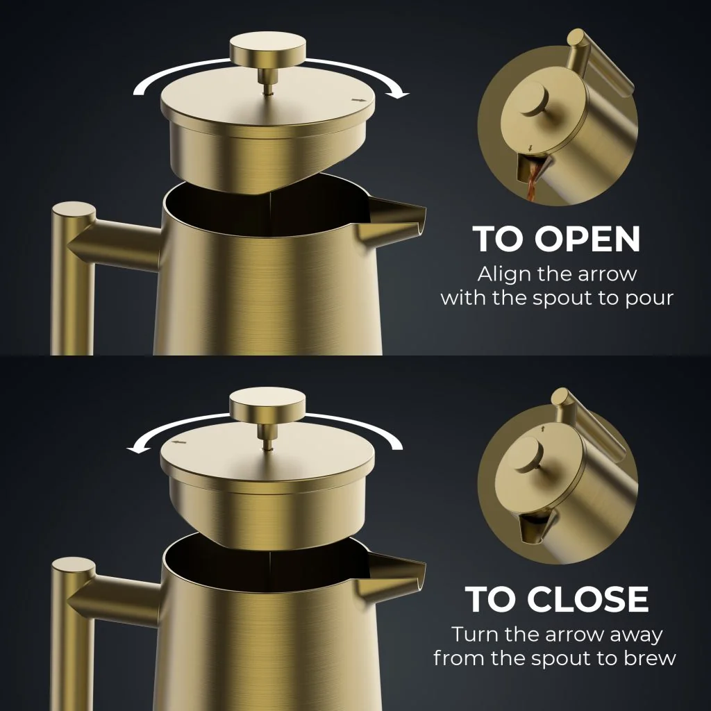 Gold French press coffee maker