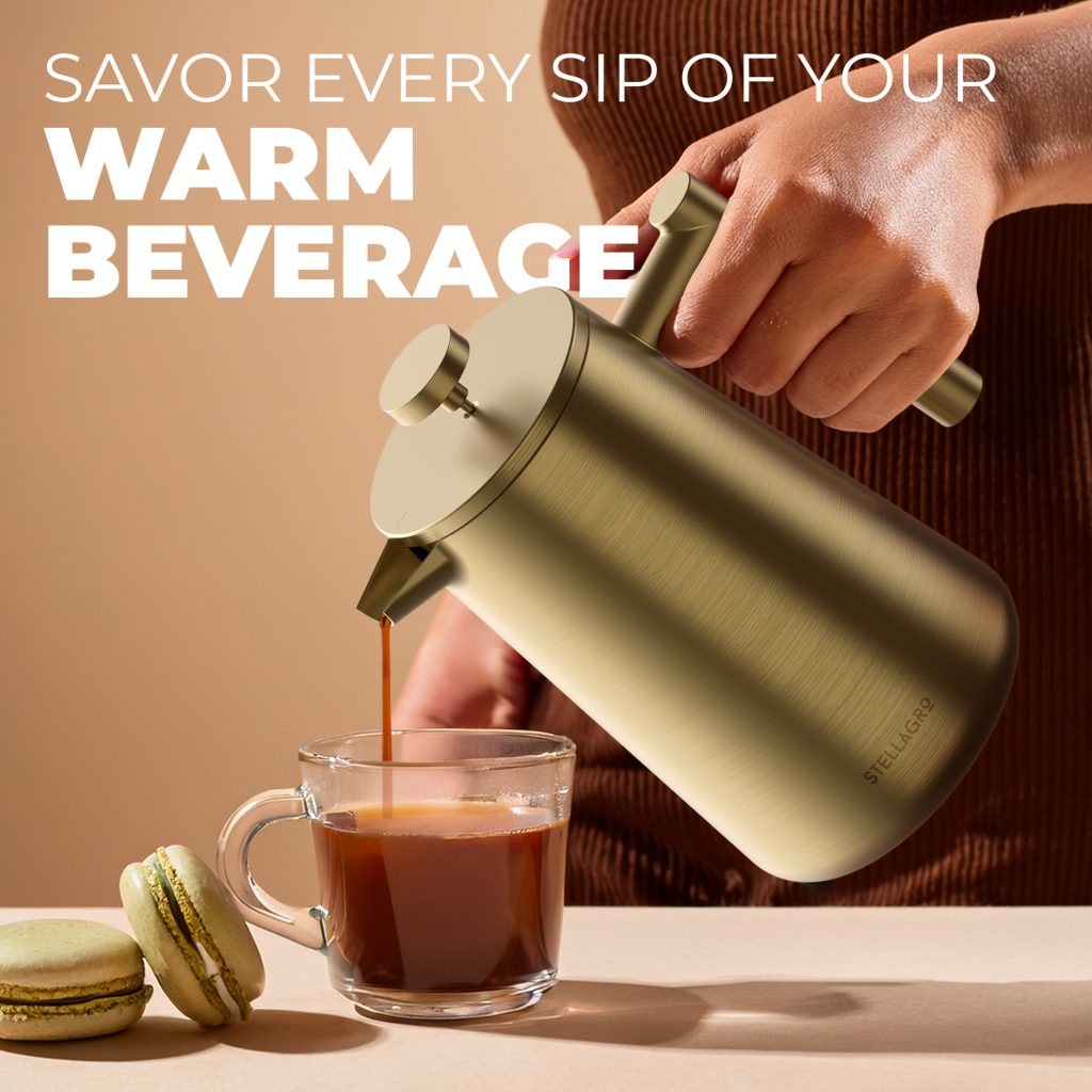 Gold French press coffee maker